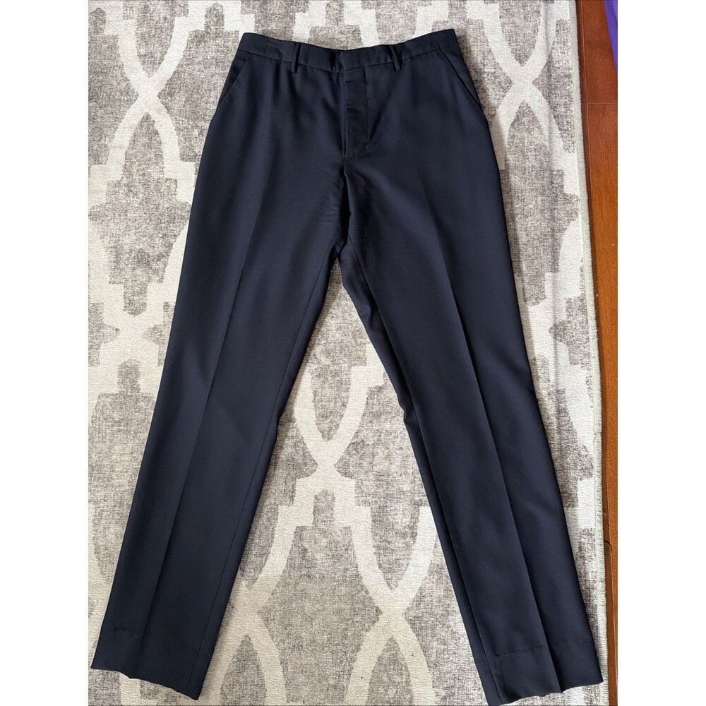 Burberry London Tailored Wool Navy Trousers SIZE 46 (30x31) 100% Wool Hemmed